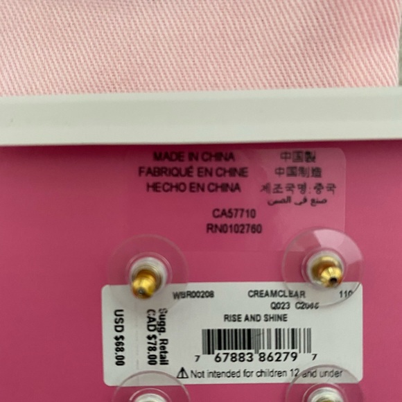 Kate Spade Rise and Shine Diamond and Pearl Stud Earrings - Picture 2 of 3